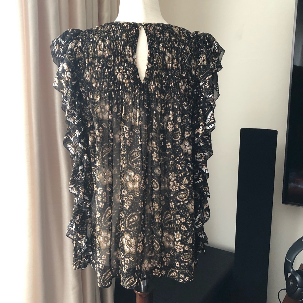 Ulla Johnson Black and Gold Floral Blouse - Picture 6 of 13